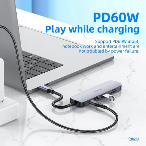 HOCO USB C HuB Type C to USB 3.0 2.0 Adapter PD60W Dock For MacBook Pro Air HDMI-Compatible Splitter 4K 30HZ HDTV OTG Adapters
